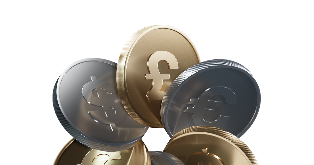 Stack of multi-currency coins